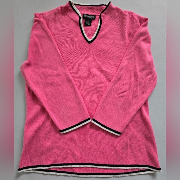 HAMPSHIRE STUDIO Sweaters - Hampshire Studio Pink V-Neck Sweater – Size L – Soft and Comfortable